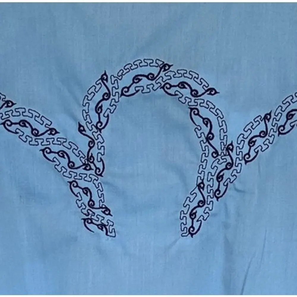 Monsher Western Shirt Blue Size 44 XXL Embroidered Vaqueros Cowboy RARE NEW - Picture 7 of 7
